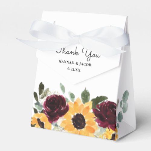Country Sunflower Thank You Wedding Favor Boxes