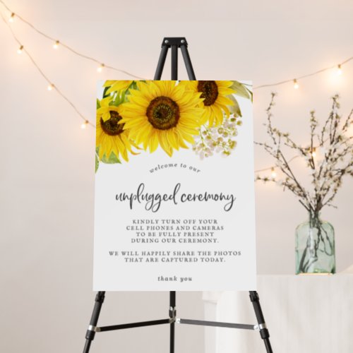 Country Sunflower Unplugged Ceremony Sign