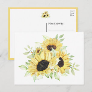 Country Sunflower Watercolor Floral Postcard
