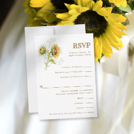 Country Sunflower Watercolor RSVP Response Card