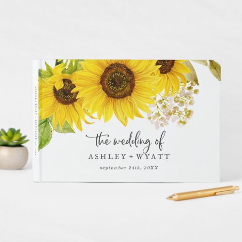 Country Sunflower Wedding Guest Book