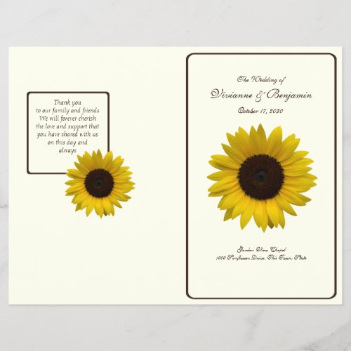 Country Sunflower Wedding Program