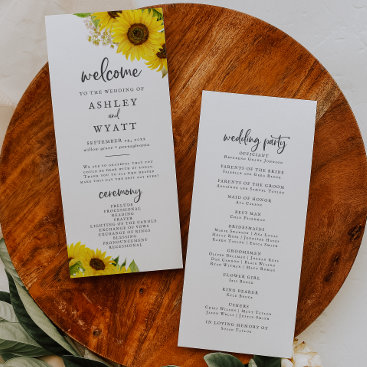 Country Sunflower Wedding Program