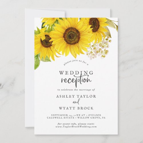 Country Sunflower Wedding Reception Invitation