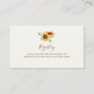 Country Sunflower Wedding Registry Card