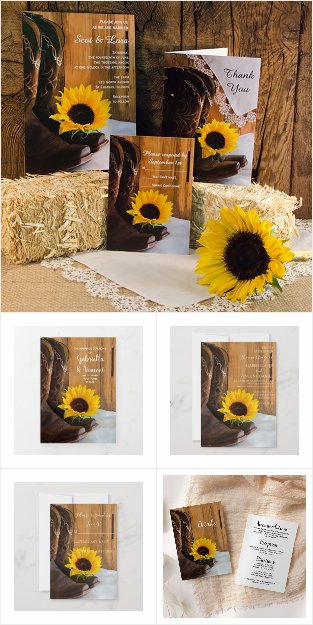 Country Sunflower Wedding Stationery Products