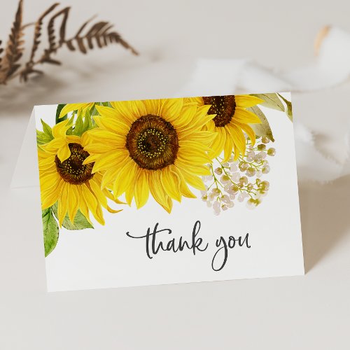 Country Sunflower Wedding Thank You Card