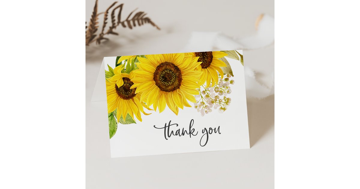Country Sunflower Wedding Thank You Card | Zazzle