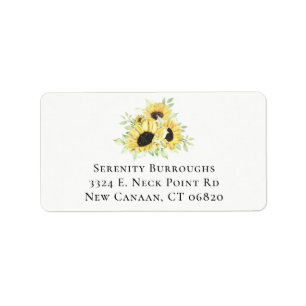 Country Sunflower Wedding Watercolor Floral  Label