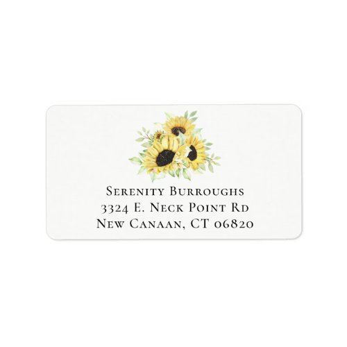 Country Sunflower Wedding Watercolor Floral  Label
