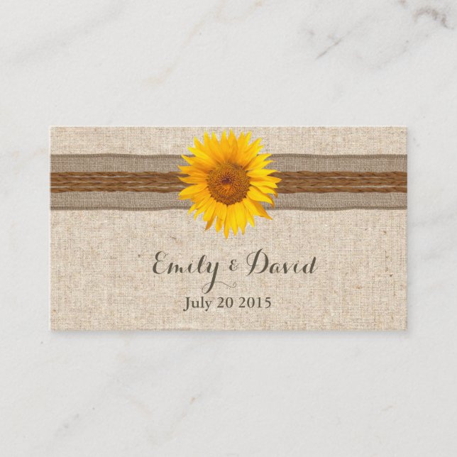 Country Sunflower Wedding Website Insert Card (Front)