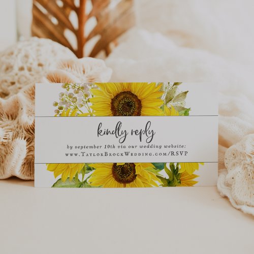 Country Sunflower Wedding Website RSVP Enclosure Card