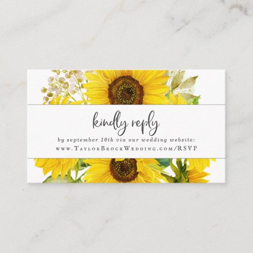 Country Sunflower Wedding Website RSVP Enclosure Card