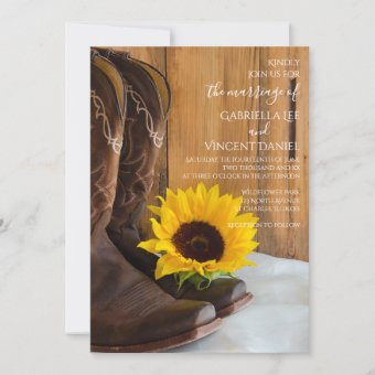 Country Sunflower Western Barn Wedding Invitation | Zazzle