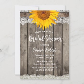 Country Sunflower Western Bridal Shower Invitation by myinvitation at Zazzle
