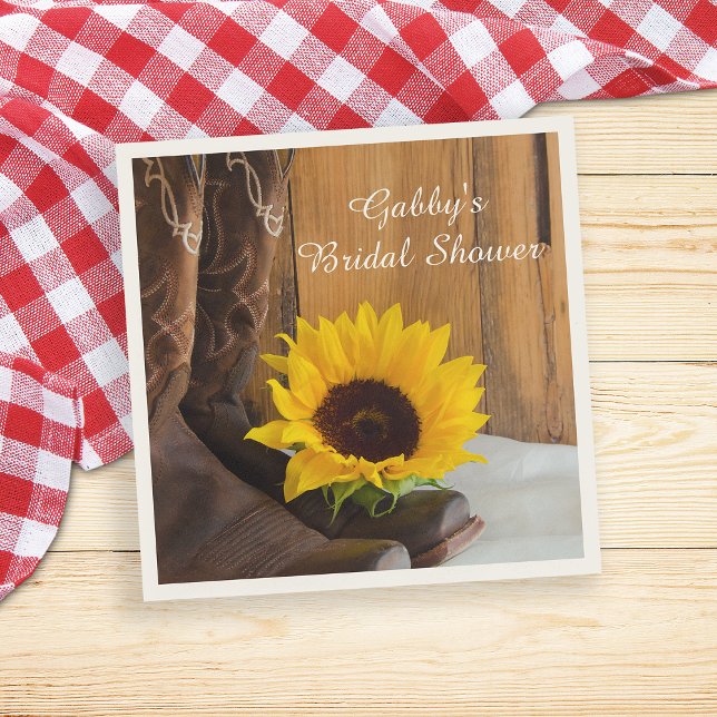 Country Sunflower Western Bridal Shower Paper Napkins (Creator Uploaded)