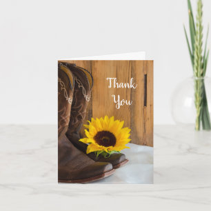 Country Sunflower Western Bridesmaid Thank You Card