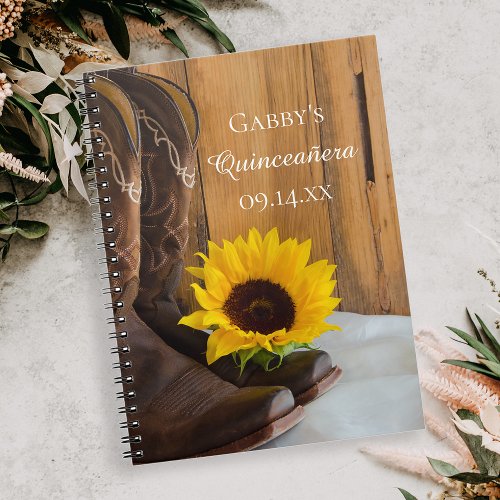 Country Sunflower Western Quinceaera Guest Book