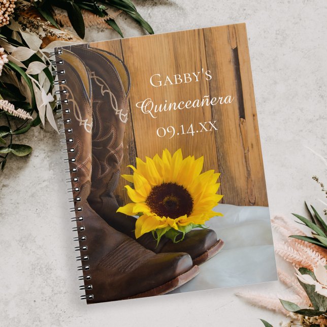 Country Sunflower Western Quinceañera Guest Book
