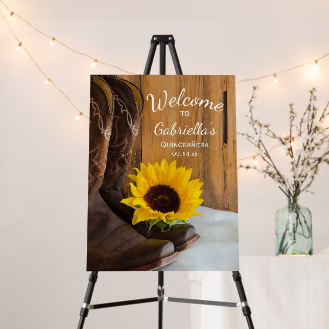 Country Sunflower Western Quinceanera Party Foam Board (In Situ (Stand))