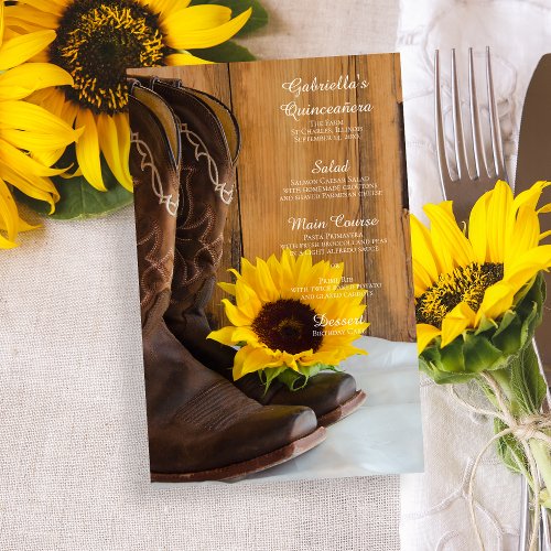 Country Sunflower Western Quinceaera Party Menu