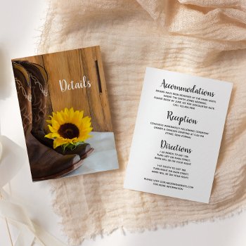Country Sunflower Western Wedding Details Enclosure Card by loraseverson at Zazzle