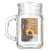 Country Sunflower Western Wedding Favor Mason Jar (Back)
