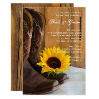 Country Sunflower Western Wedding Invitation