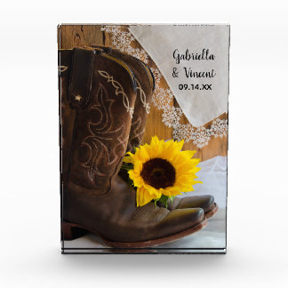 Country Sunflower Western Wedding Keepsake Acrylic Award