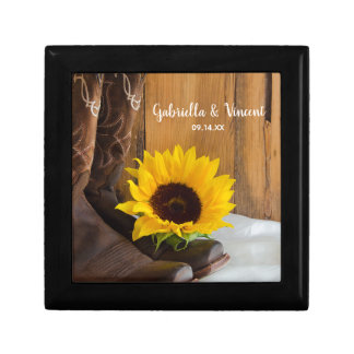 Country Sunflower Western Wedding Keepsake Jewelry Box