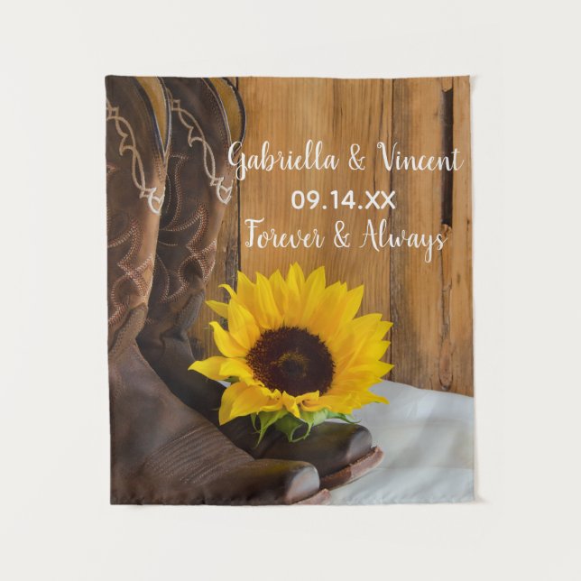 Country Sunflower Western Wedding Keepsake Tapestry (Front)