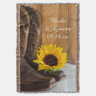Country Sunflower Western Wedding Keepsake Throw