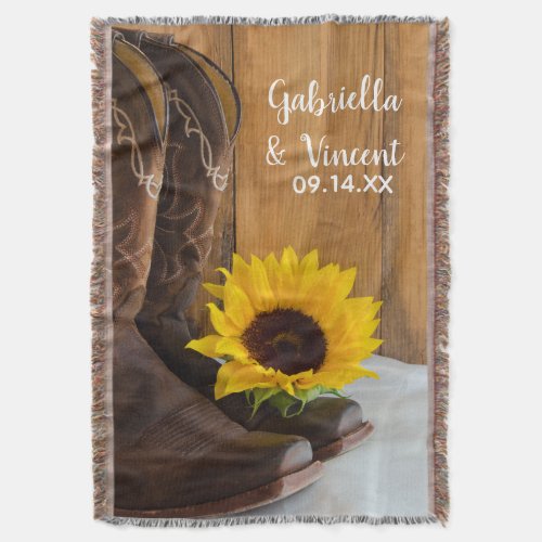Country Sunflower Western Wedding Keepsake Throw Blanket