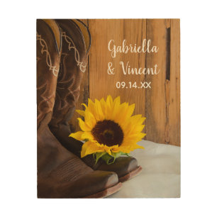 Country Sunflower Western Wedding Keepsake Wood Wall Art