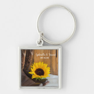 Country Sunflower Western Wedding Keychain