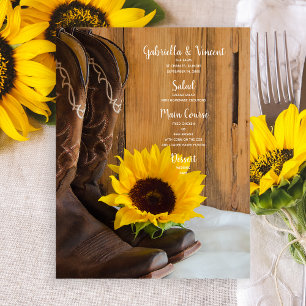 Country Sunflower Western Wedding Menu