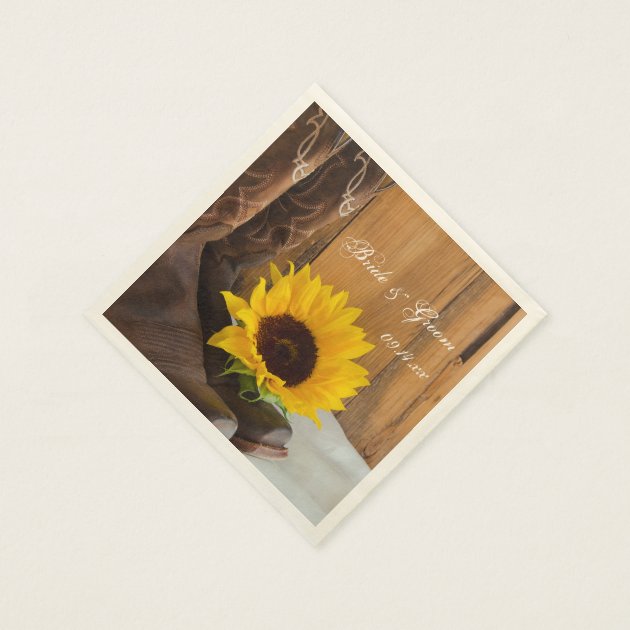 Country Sunflower Western Wedding Paper Napkin
