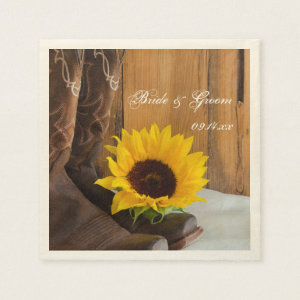 Country Sunflower Western Wedding Paper Napkin