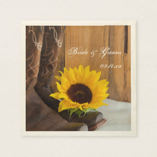 Country Sunflower Western Wedding Paper Napkin