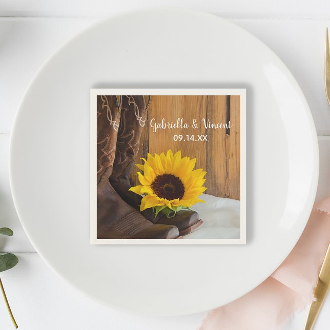 Country Sunflower Western Wedding Paper Napkins (Creator Uploaded)