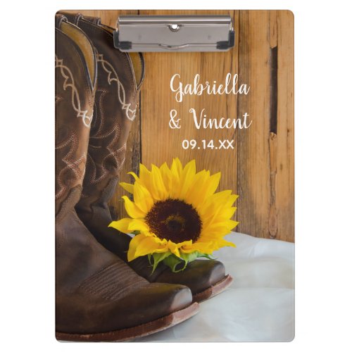 Country Sunflower Western Wedding Planning Clipboard