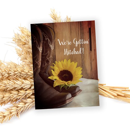 Country Sunflower Western Wedding Save the Date Announcement Postcard