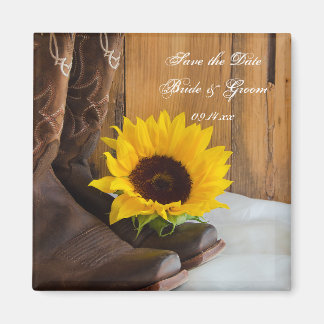 Country Sunflower Western Wedding Save the Date Magnet