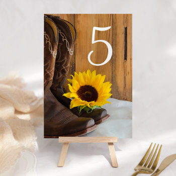 Country Sunflower Western Wedding Table Numbers by loraseverson at Zazzle