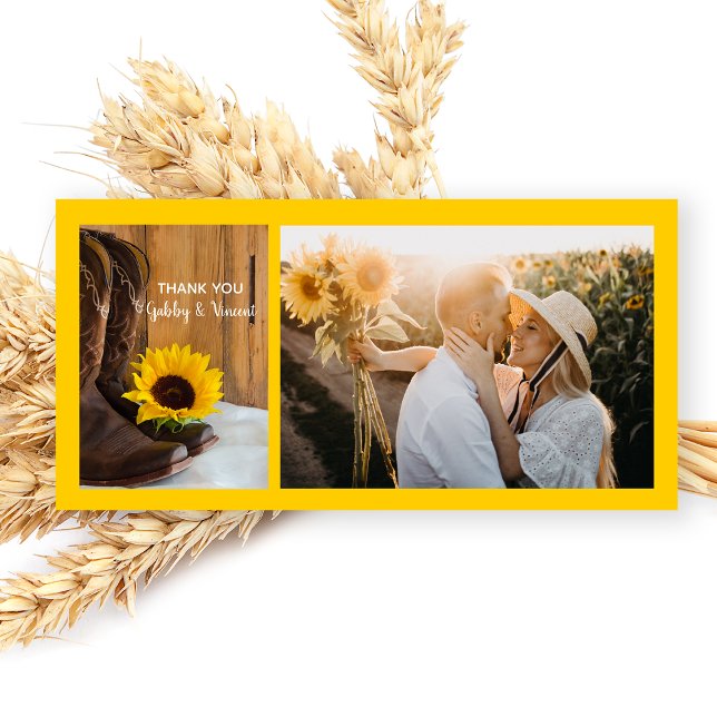 Country Sunflower Western Wedding Thank You Card (Creator Uploaded)