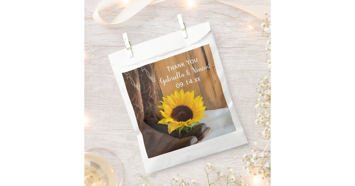 Country Sunflower Western Wedding Thank You Favor Bag | Zazzle