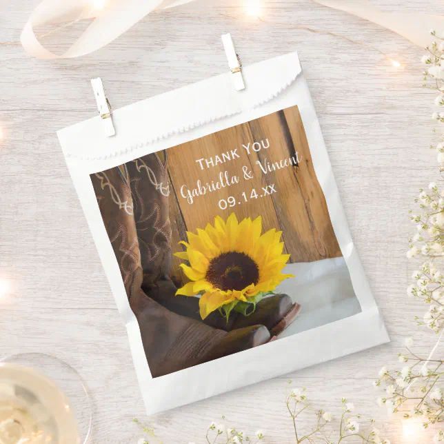 Country Sunflower Western Wedding Thank You Favor Bag | Zazzle