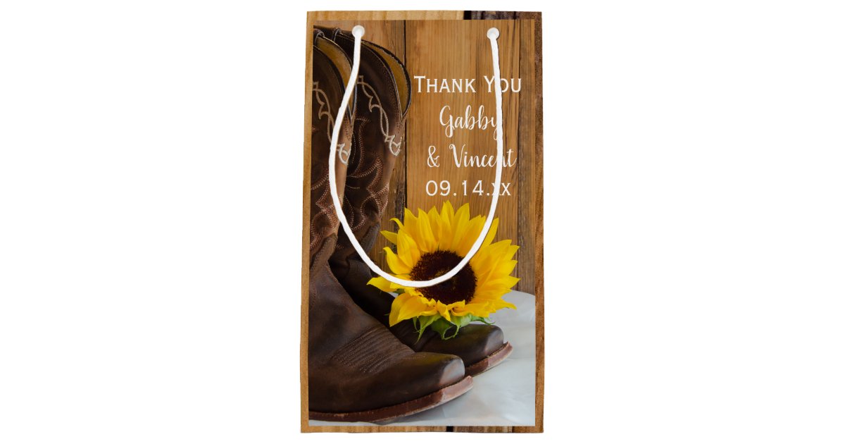 Country Sunflower Western Wedding Thank You Small Gift Bag | Zazzle