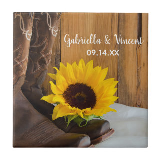 Country Sunflower Western Wedding Tile