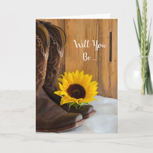 Country Sunflower Will You Be My Bridesmaid Invitation